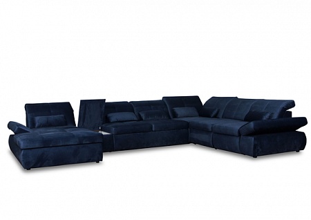 Выдвижной п-образный диван со спальным местом, оттоманкой и ящиком для белья ORTENSIA Vero