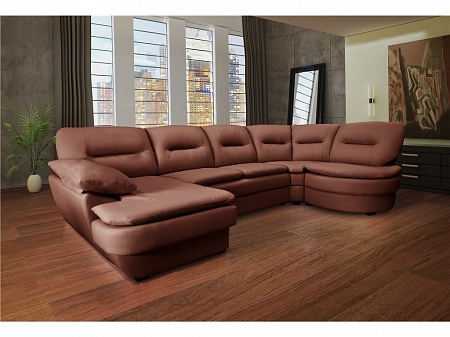 Красный кожаный модульный диван Венеция