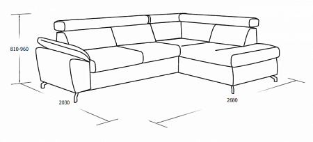 Дизайнерский угловой раскладной диван с оттоманкой и ящиком для белья Aloe 2RCL-X90K1STP