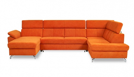 Оранжевый раскладной диван с двумя оттоманками и ящиками для белья Aloe 1SWL-2RC0-X90K1STP