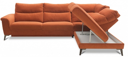 Пантограф угловой диван с реклайнером и ящиком для белья VERBENA Vero 1RPeL-1N0-X90K-1,5STP
