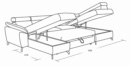 Дельфин раскладной диван с двумя оттоманками и ящиками для белья Aloe 1SWL-2RC0-X90K1STP