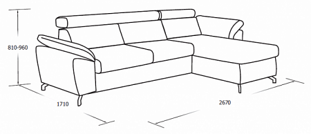 Металлокаркасный угловой раскладной диван с оттоманкой и ящиком для белья Aloe 2RCL-1SWP