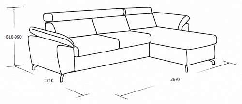 Угловой раскладной диван с оттоманкой и ящиком для белья Aloe 2RCL-1SWP
