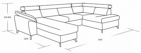Раскладной раскладной диван с двумя оттоманками и ящиками для белья Aloe 1SWL-2RC0-X90K1STP