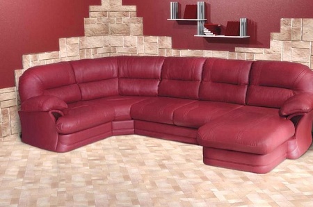 Красный кожаный модульный диван Андерс