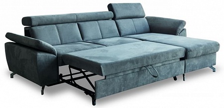 Трехместный угловой раскладной диван с оттоманкой и ящиком для белья Aloe 2RCL-1SWP