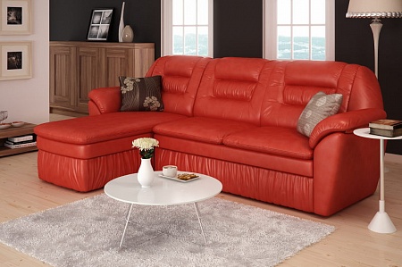Красный кожаный угловой диван  Денвер