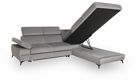 Раскладывающийся вперед угловой раскладной диван с оттоманкой и ящиком для белья Dahlia 2RCL-X90K1STP ver. 1
