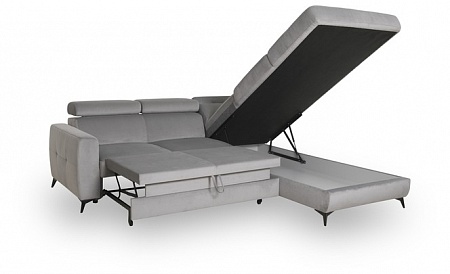 Бежевый угловой раскладной диван с оттоманкой и ящиком для белья Dahlia 2RCL-X90K1STP ver. 2