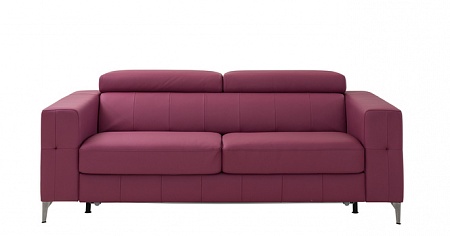 Красный кожаный 3-местный раскладной диван MUSCARI Vero