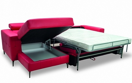 Выдвижной угловой раскладной диван с оттоманкой и ящиком для белья MUSCARI Vero 1,5SWL-3RFP