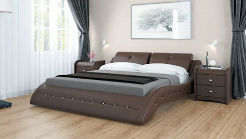 Кровать с мягким изголовьем Аврора шоколад
